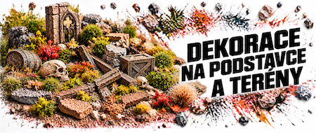Dekorace na podstavce miniatur, herní terény a dioramata